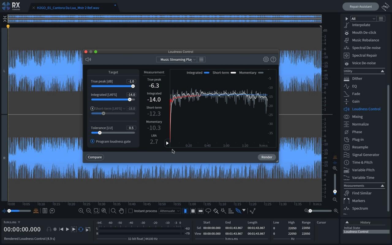 iZotope RX LUFS mastering