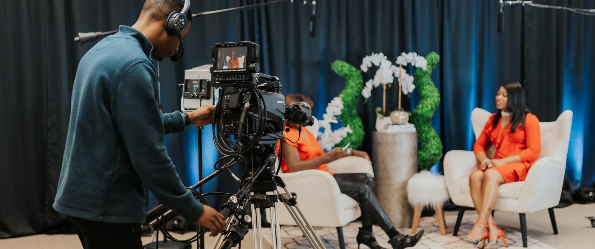 Podcast recording session incorporating video Podcast recording session incorporating video