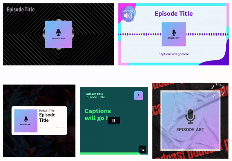 Examples of auto-generated podcast audiograms