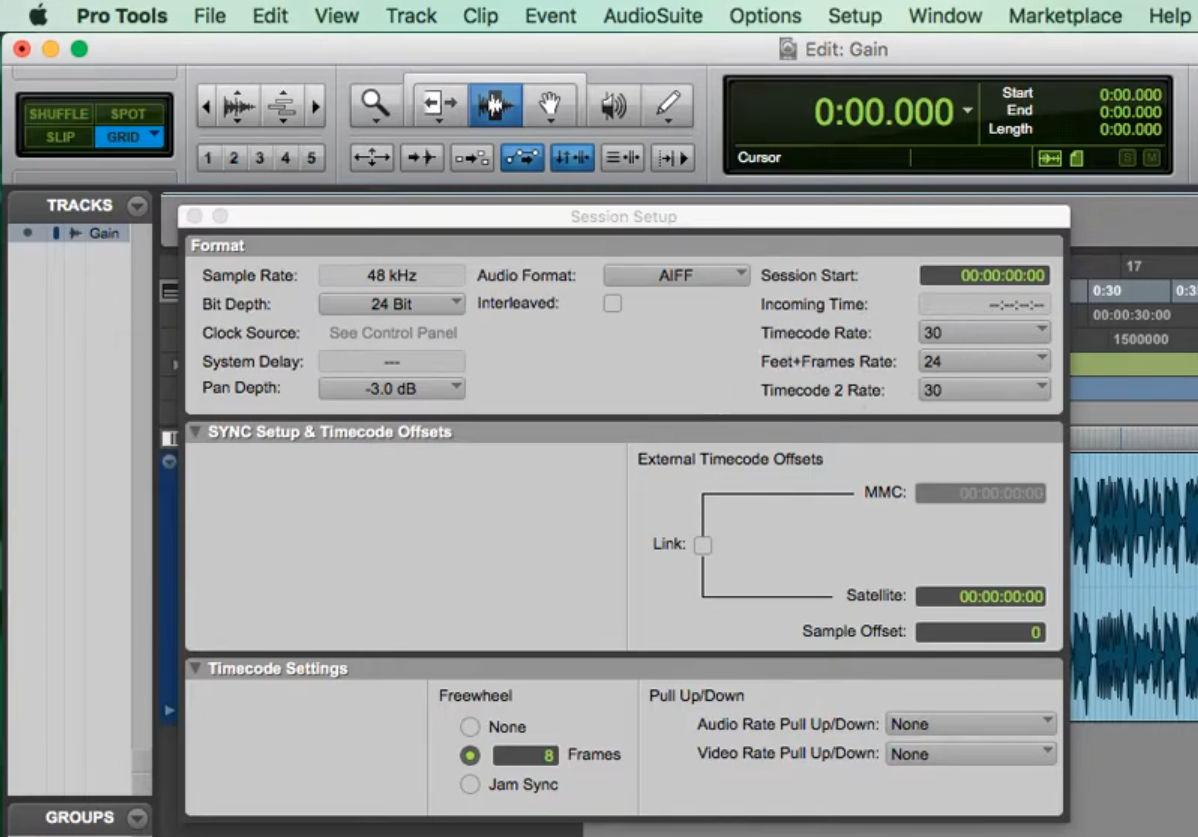 Pro Tools Session dialog