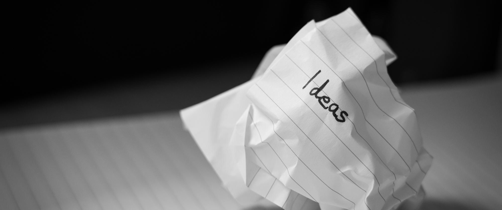 Crumpled ball of ideas on paper Crumpled ball of ideas on paper